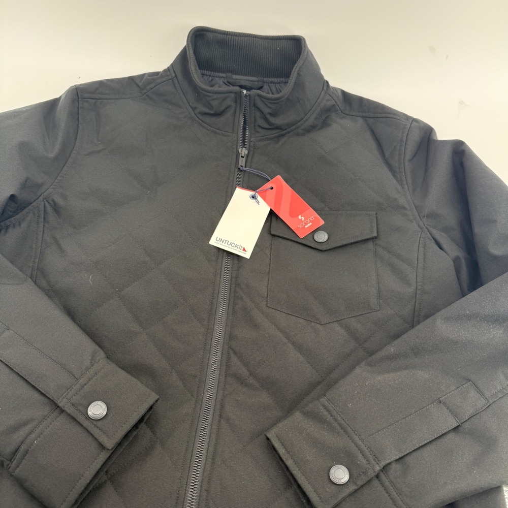 UNTUCKit Gardner Quilted Jacket Mens Large Black Beauty Sorona Insulated Zip Up